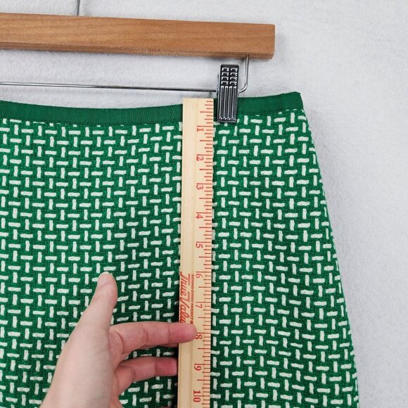 Talbots Skirt Womens 12 Petites Green White Basket Weave Pattern Pencil Career - Picture 4 of 10